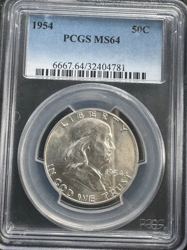 1954-S Franklin Half Dollar MS64 PCGS Blue Label Free Shipping