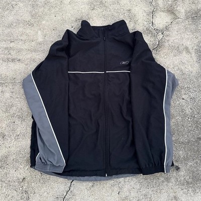 Reebok Men's XL Black Tracksuit Set Jacket & Pants Reflective Piping Polyester