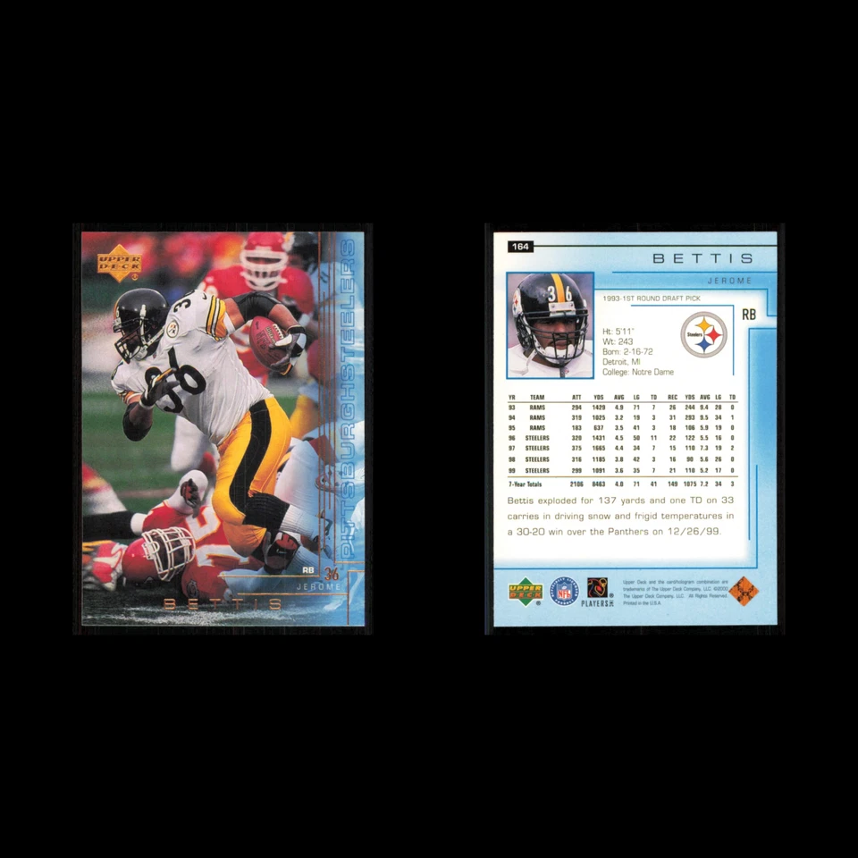 Jerome Bettis #164 2000 Upper Deck Pittsburgh Steelers Football Card NFL NM - Image 3 of 3