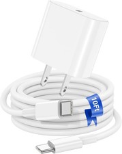 20W USB C Fast Charging Wall Charger for iPhone 17 Pro Max/16 Pro Max 10ft Cable