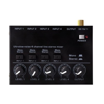 Professional DX400 Mixer Stereo 4 Channel Mixer for DC 5V Power