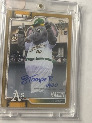 2026 Topps Celebration #M-16 Stomper Mascots Gold /50 Autograph Athletics NM