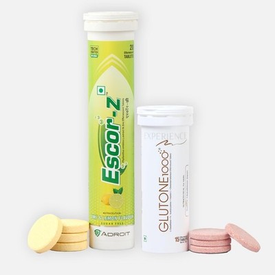Glutone 1000 & Escor-Z Combo Pack of 15 ( 1 ) + 20 ( 1 ) Tab Lemon Flavour