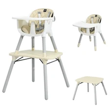 Babyjoy Baby High Chair 4 in 1 Convertible Toddler Table Chair Set w/ PU Cushion