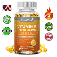 Vitamin E 1000IU Capsules Supports Skin,Hair,Immune Eye Health Antioxidant