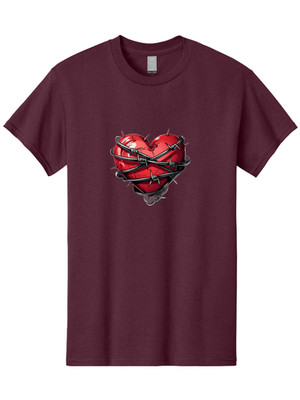 Barbed-Wire-Heart Mens Graphic Tee, 100% Cotton, Casual Summer Wear