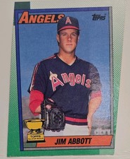 EXTREME 1 of 1 MISCUT ERROR 1990 Topps Jim Abbott #675 - SEVERE FACTORY FAILURE