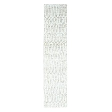 2'6"x11'10" Ivory Minimalist Swedish Design Hand Knotted Wool Runner Rug R10343