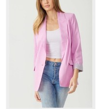 NWOT Entro Sweet Dreams Baby Pink Linen Blend Blazer Women's Size M