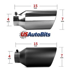 Polished Stainless Bolt On Angle Cut Roll Exhaust Tip 4 Inlet 7 Outlet 15long