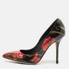 Dolce Gabbana Multicolor Floral Print Patent Leather Pointed Toe Pumps Size 375