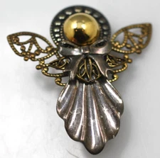 Kat's Creations Angel Wings Filigree Multi Tone Layered Metal Pin Brooch Holiday
