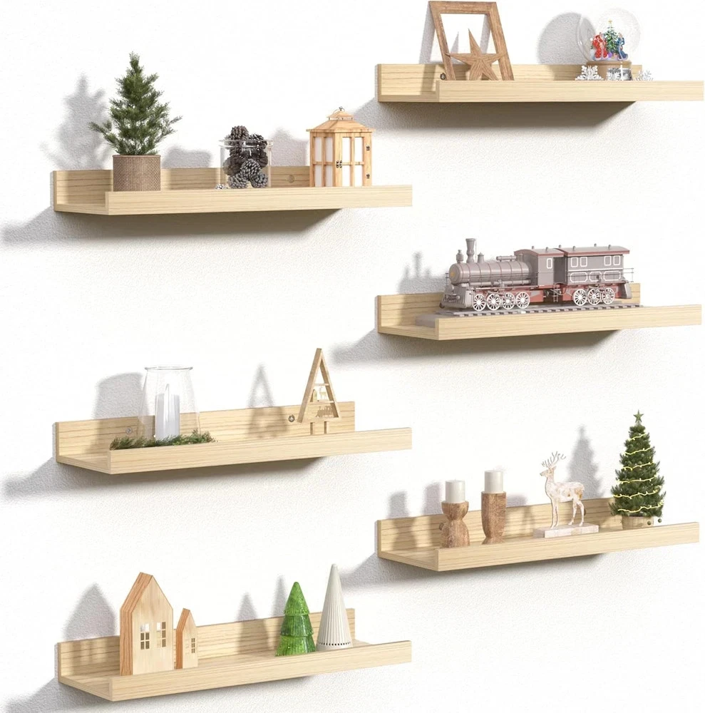 Floating Shelves for Wall, Wall Shelves for Decor Storage Set of 6, Wall Mounted