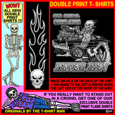 1966 1967 Outlaw Skeleton Blown Gasser Race Muscle Car Fantasy Hot Rod T-shirt