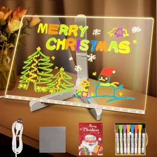 Led Drawing Board,12"x8" LED Note Board, with Stand,Equipped with Upgraded 8 ...