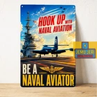 Hook Up With Naval Aviation Vintage Metal Sign Poster 20x30cm US Navy Pilot