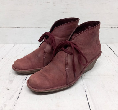 Clarks Artisan UK Größe 5,5 D - burgunderrote Stiefeletten 2,5'' Absatz - gebraucht