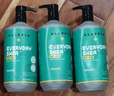 3 Alaffia Everyday Shea Body Wash Vanilla Mint 32 fl.oz 3 Bottles FREE SHIPPING 