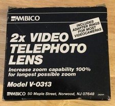 New in Box Ambico Video V-0313 Telephoto 2.0 X Hi-Resolution Lens Cap Container