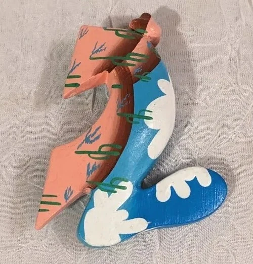 Broche de conejo prendedor de madera suroeste conejito cactus pintado a mano artista nubes Foto 4 de 4