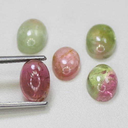 Natural Multi Tourmaline Cabochon Lot In Oval Shape 7.65 Carats 4.5 6x8 mm Size - Picture 4 of 8