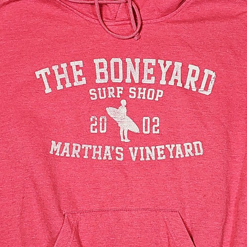 The Boneyard Surf Shop Martha's Vineyard Sweatshirt Hoodie Adult L Pink Pockets - Picture 3 of 5