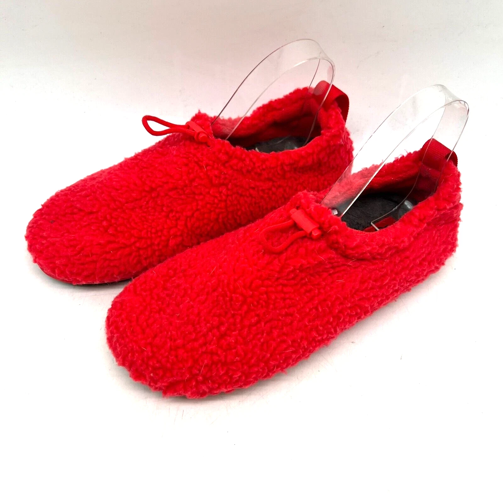 Scarpe pantofole peluche UGG donna rosse suola in gomma shearling taglia US 10
