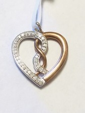 SS Two Tone Diamond Heart Pendant