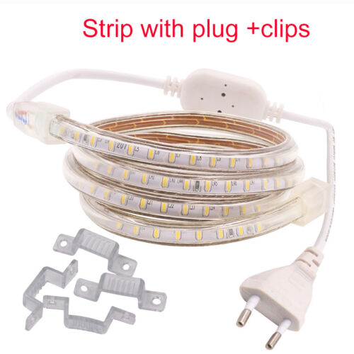 Led strip light 3014 120LED/m IP65 waterproof white with EU power plug AC 220V - Picture 1 of 15