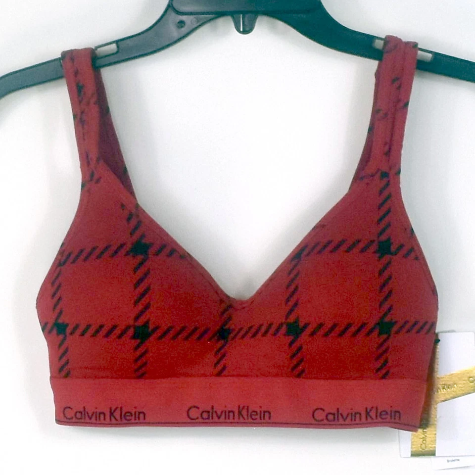 Bralette Calvin Klein Mujer Moderno Algodón Elevador Rojo Rústico F6702 Elige Talla Nuevo Foto 2 de 3