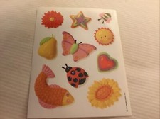 Vintage Hallmark Sticker Sheet Fish Ladybug Butterfly Bee Flowers Cute