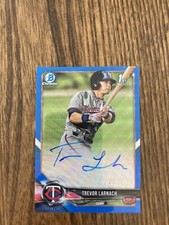 2018 Bowman Chrome Trevor Larnach Twins Blue Wave Refractor Auto #/150