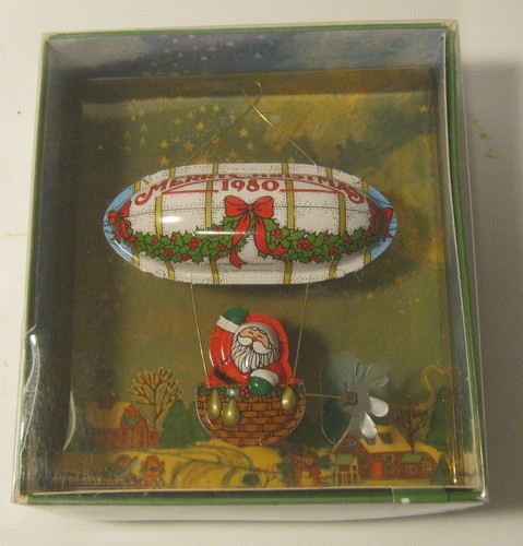1980 Hallmark Adorno de lata Santa's Flight Santa en globo aerostático ¡NUEVO en caja!¡! - Imagen 2 de 4