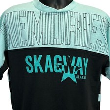 Vintage 80s Skagway Alaska Memories T Shirt Made In USA Blue Mens M Medium