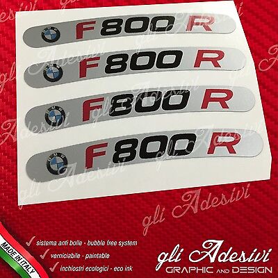 4 Stickers Rim F 800 R for Wheels Motorcycle Silver Background Black & Red