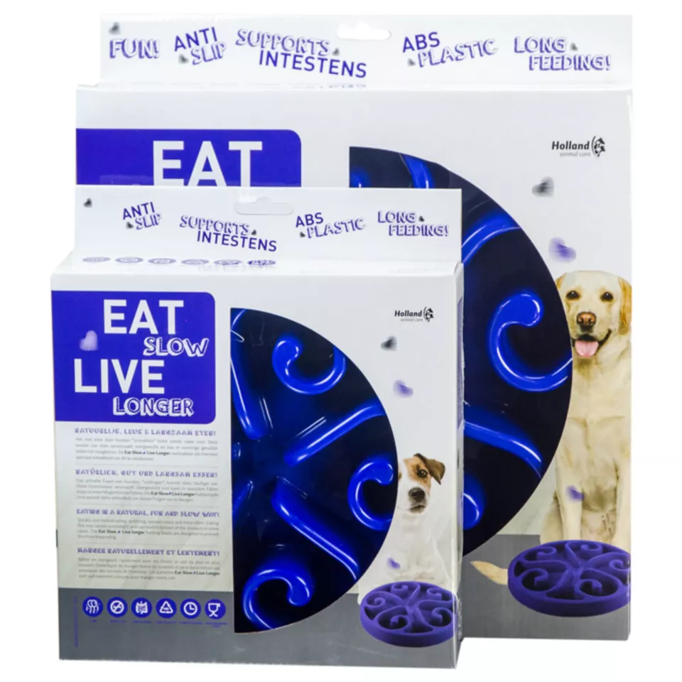 Eat Slow Live Longer Anti-Schlingnapf Flower Hund blau fressreduzierend - Bild 3 von 3