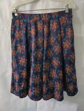 LuLaRoe Burgundy, Turquoise Black Floral Print Pleated Skirt Size M NWT
