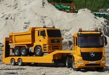 Set of 2 RC Low Loader Trucks Mercedes + Man Dump Truck "Remote Controlled" 405107-1