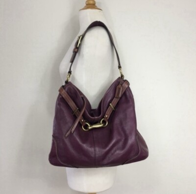 Vintage Y2K Coach Plum Large Hampton Pebble Leather Hobo Bag EUC Classic Retro