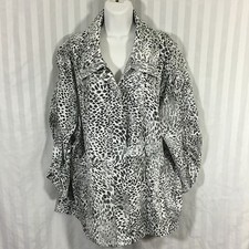 Zenergy Chico's Jacket Sz 4 Lightweight Gray White Animal Print Jacket 1X