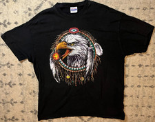 Vintage Hanes Men's Size XL - Native American Indian Eagle T-Shirt Dreamcatcher