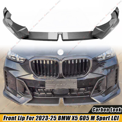 Carbon Look For 24-26 BMW X5 G05 M Sport LCI MP Style Front Bumper Lip Spoiler