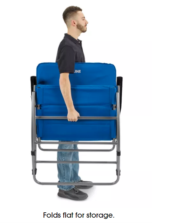 Uline BIG Daddy ROCKER Chair 22 x 32 x 45" Blue Folding 600lb Capacity