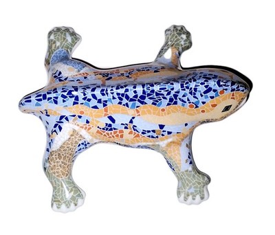 Antoni Gaudi Eidechse Porzellan Mosaik - Park Güell Barcelona - Miniatur - Neu
