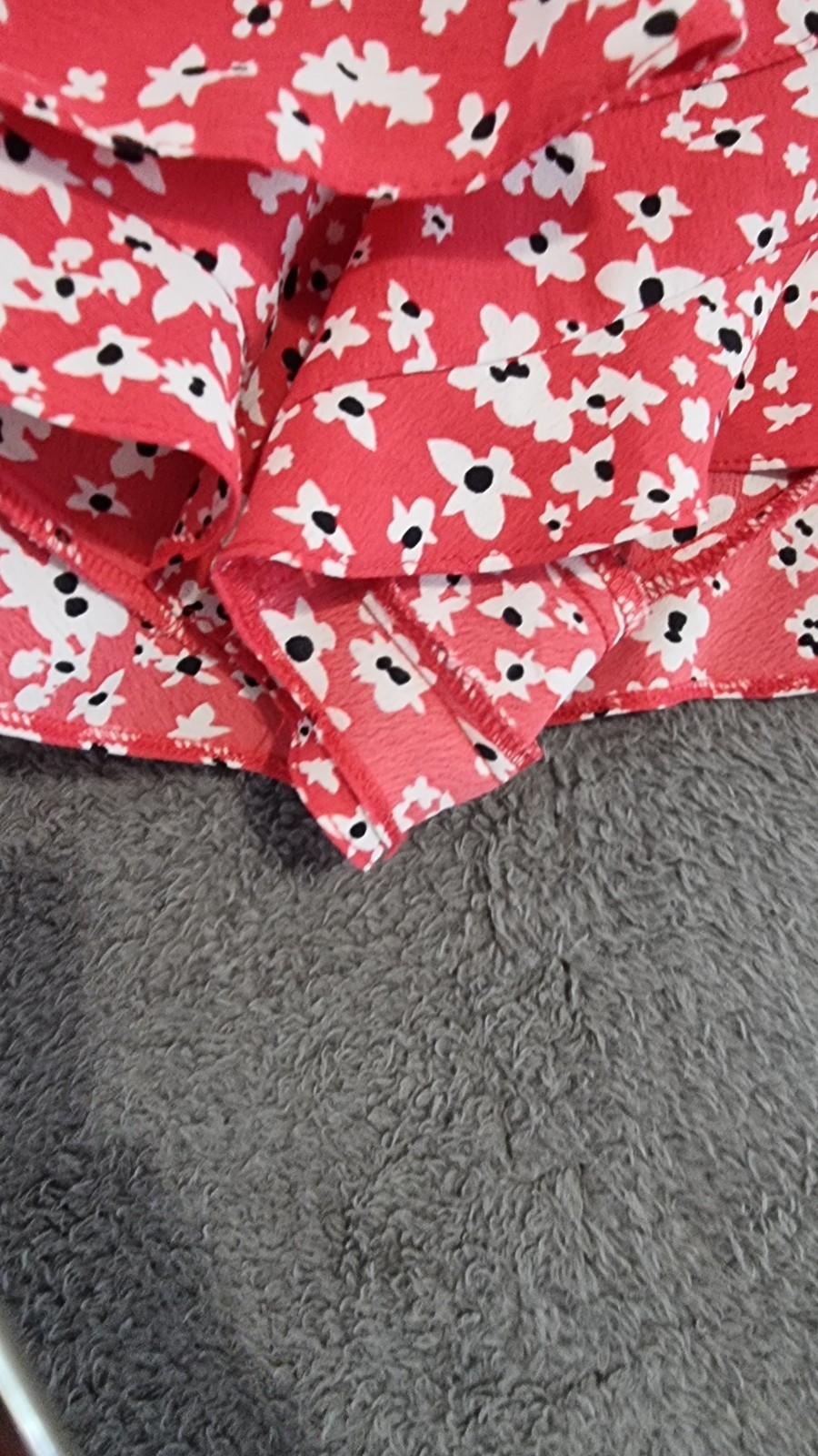 River Island S 16 Red Floral Frill Overlay Shorts Tie Waist Elasticated Summer image 8