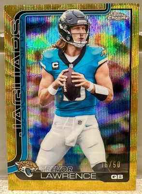 JERSEY NUMBER MATCH! 2025 Topps Chrome Trevor Lawrence Gold Wave 16/50! JAGS!