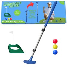 Go For It Golf Kids Putter - Extendable Shaft for Junior 17"-35", 1pk Blue