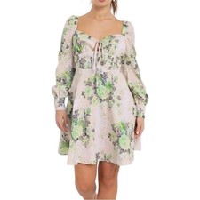 ASOS Design Broderie Long Sleeve Floral Mini Skater Dress US 4