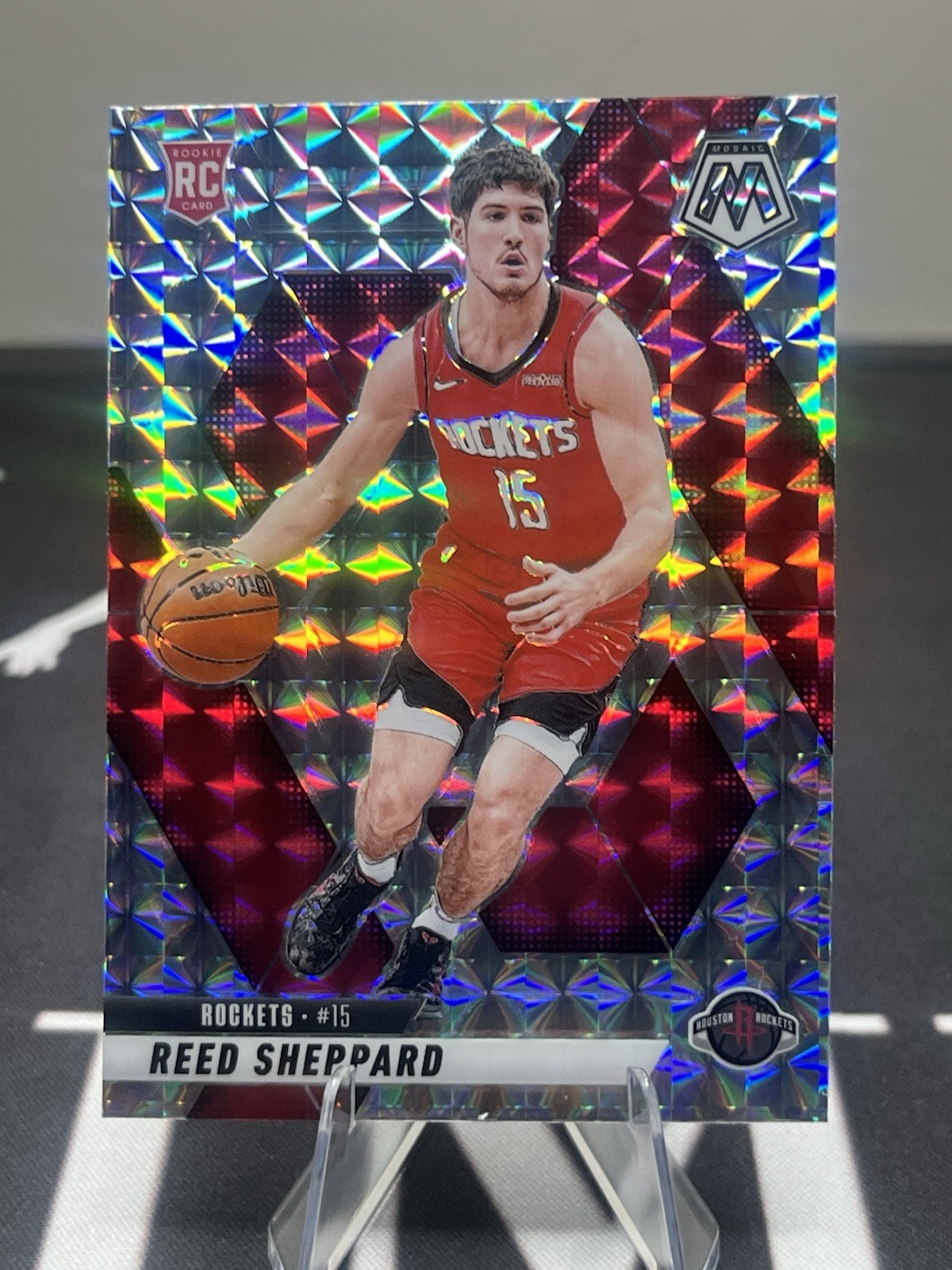 2024-25 Panini Mosaic - Rookies Reed Sheppard #249 Mosaic Prizm (RC) Rockets