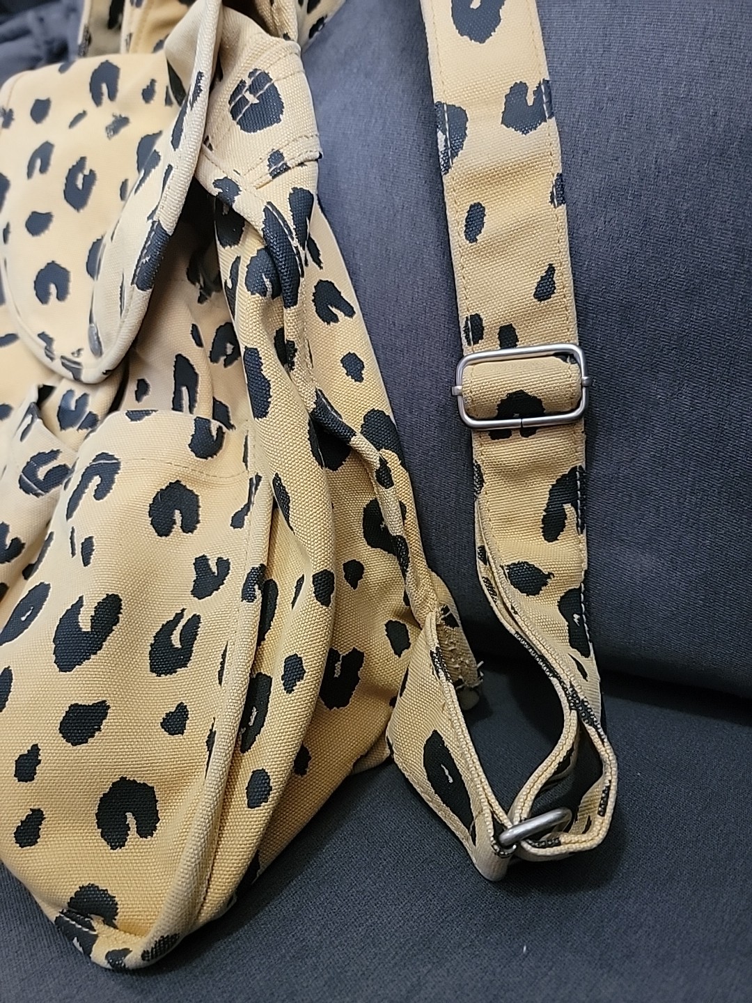RARE! Baggu Leopard Print Drawstring Canvas Unise… - image 3